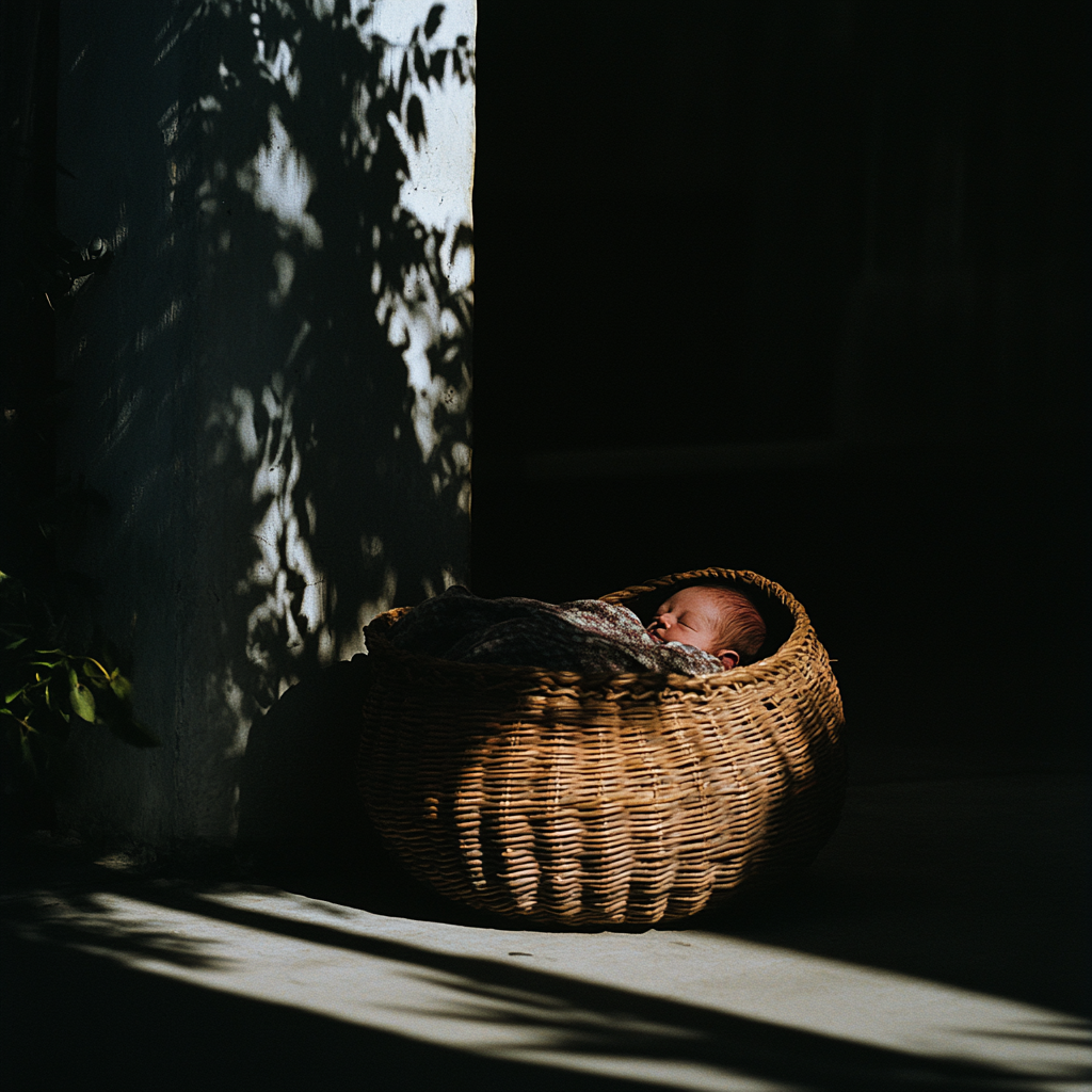 A basket with a newborn | Source: Midjourney