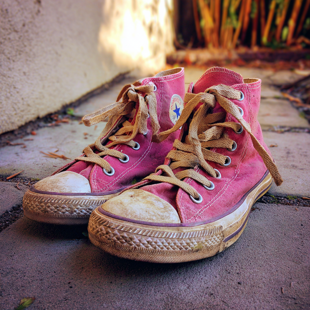 A pair of old pink sneakers | Source: Midjourney