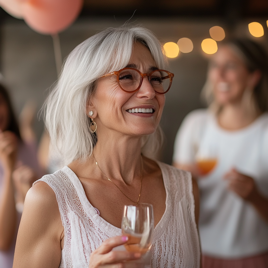 Woman holding a glass of champagne at a party | Source: Midjourney