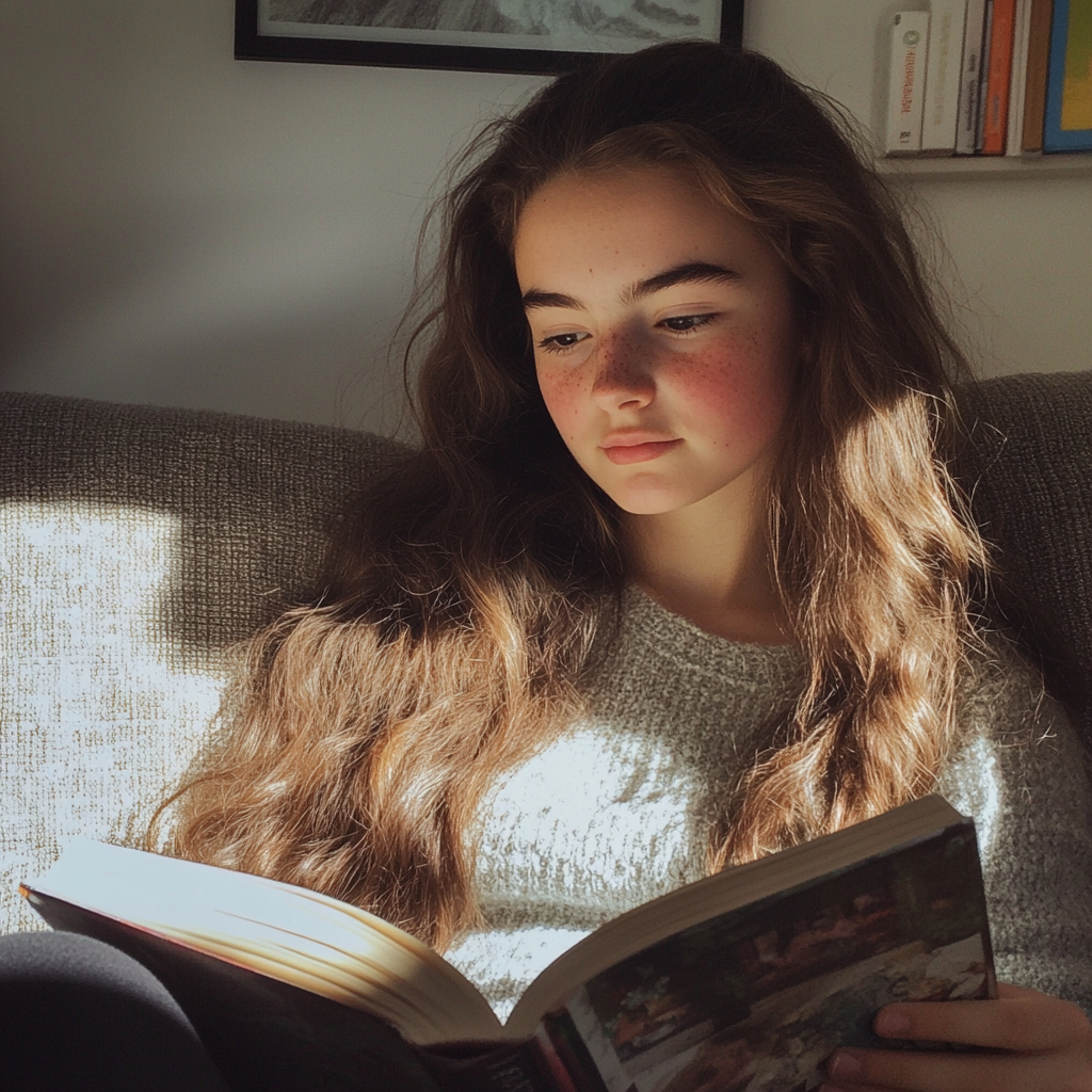 A girl reading a book | Source: Midjourney