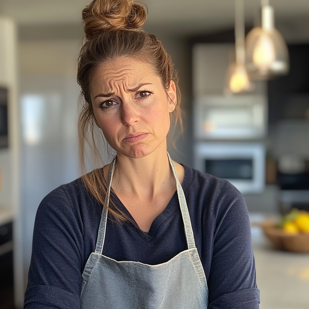 A woman standing in a kitchen wearing an apron | Source: Midjourney