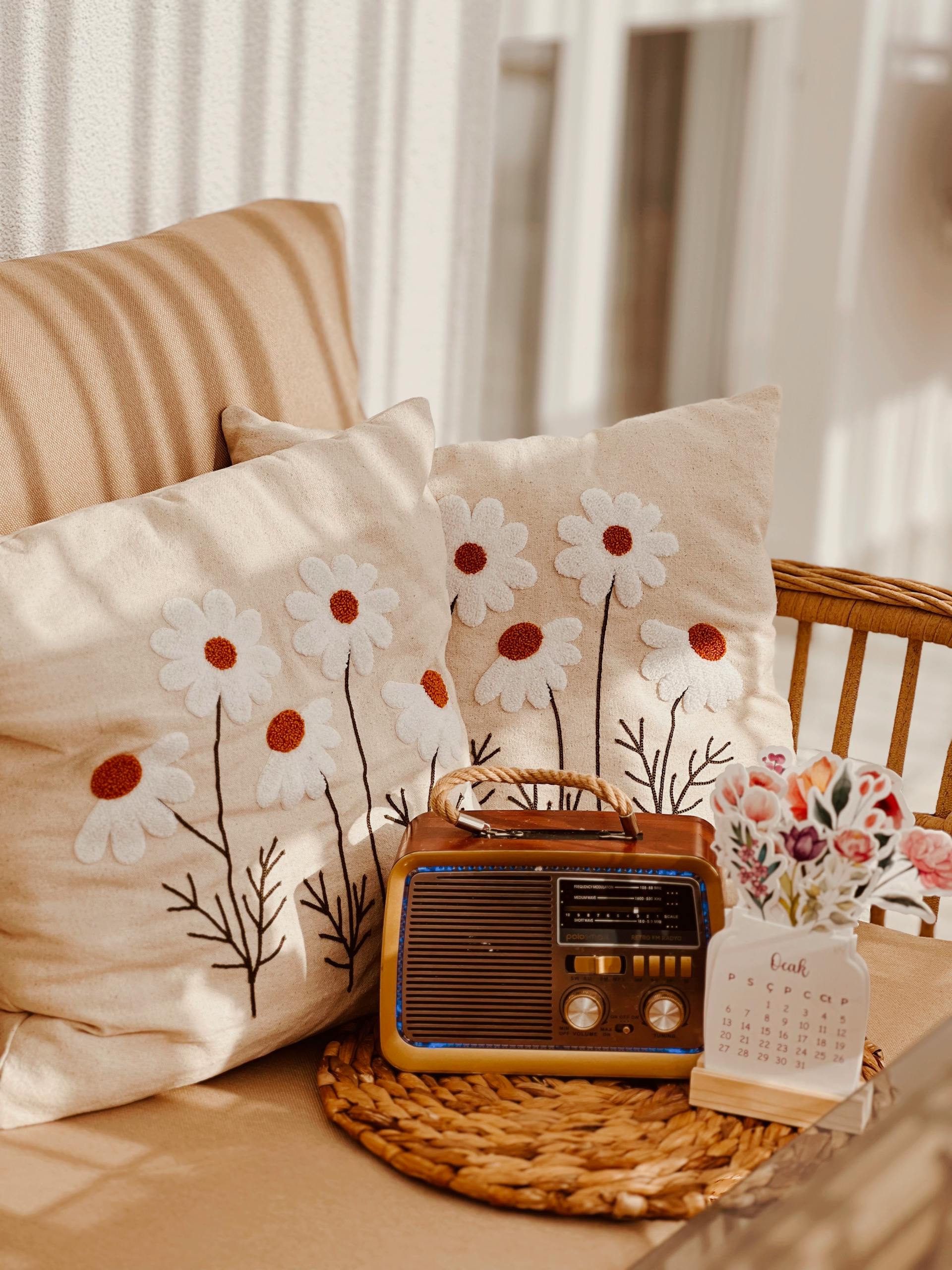 Embroidered pillows | Source: Pexels