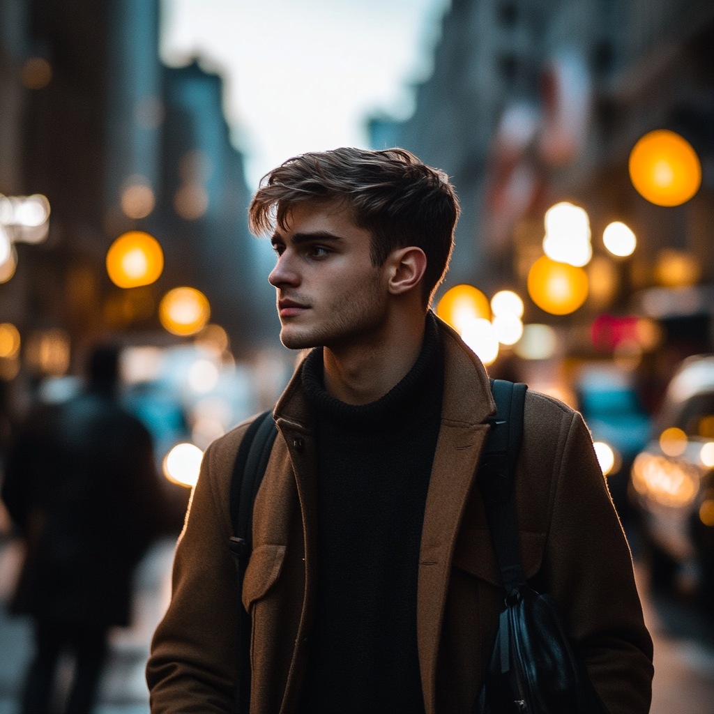 A man walking along the street | Source: Midjourney