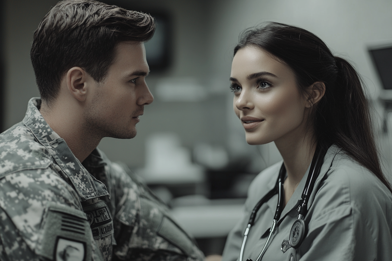 Military officer talking to a doctor | Source: Midjourney