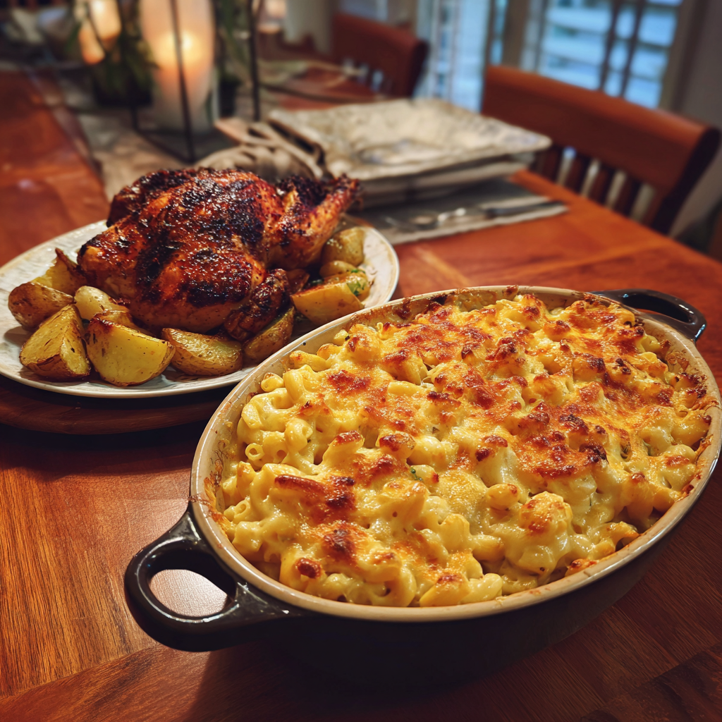 Food on a dinner table | Source: Midjourney