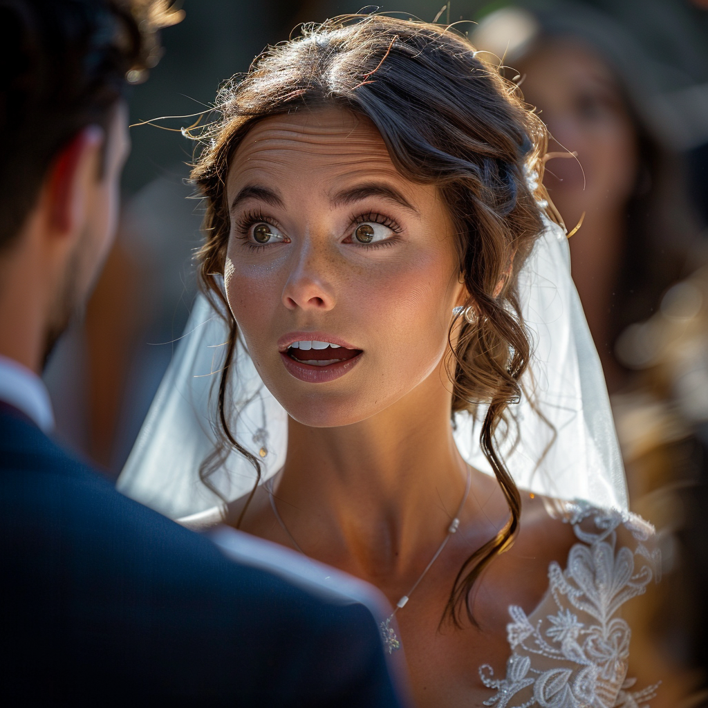 Bride talking to a man | Source: Midjourney