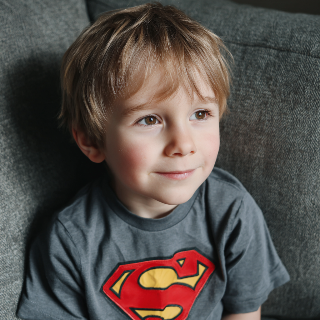 A little boy sitting on a couch | Source: Midjourney