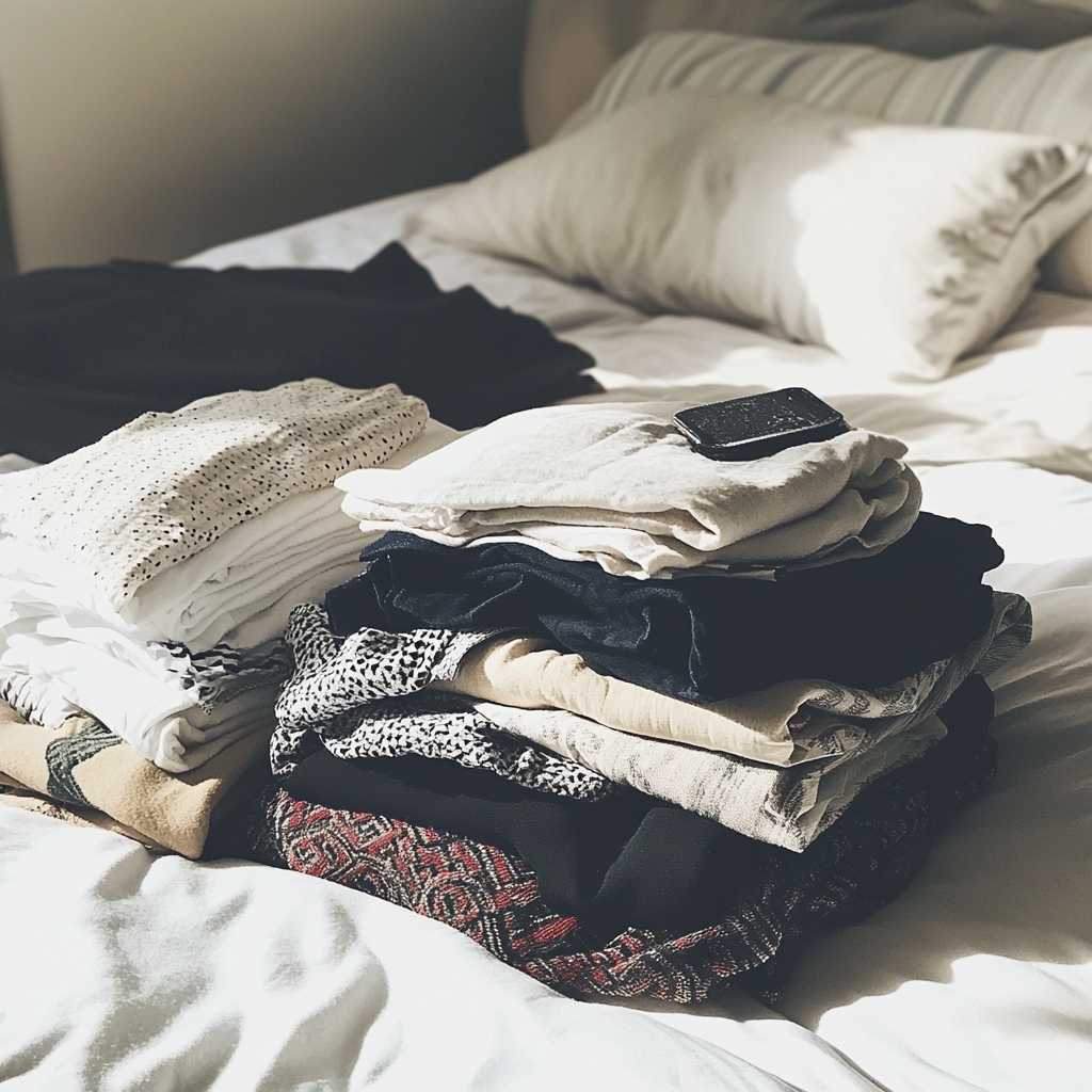 A pile of folded clothes | Source: Midjourney