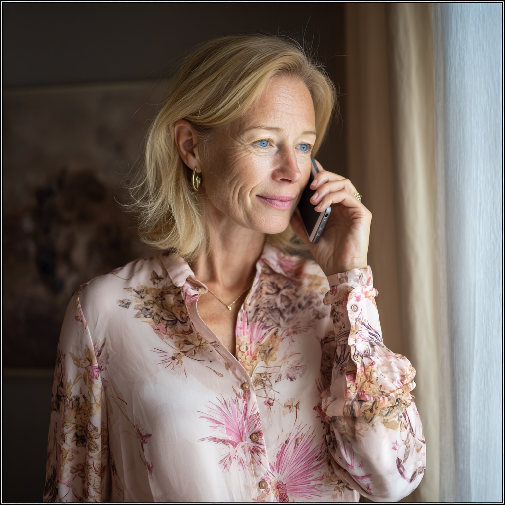 A woman talking on a phone | Source: Midjourney