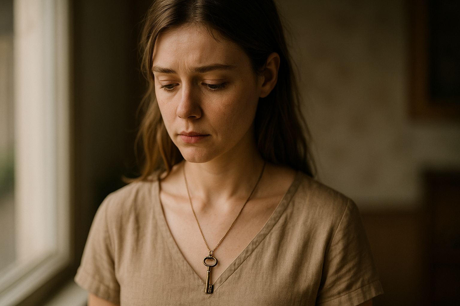 Woman with a key necklace | Source: Sora