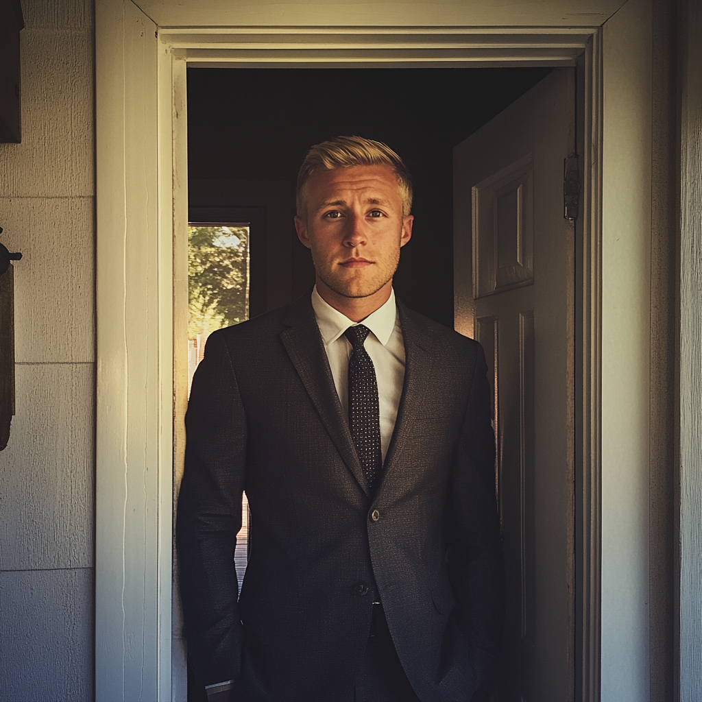 A man standing in a doorway | Source: Midjourney