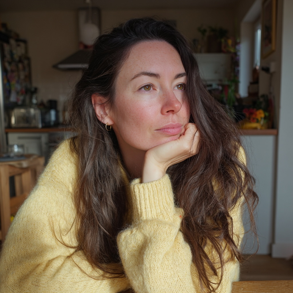 A pensive woman wearing a yellow jersey | Source: Midjourney