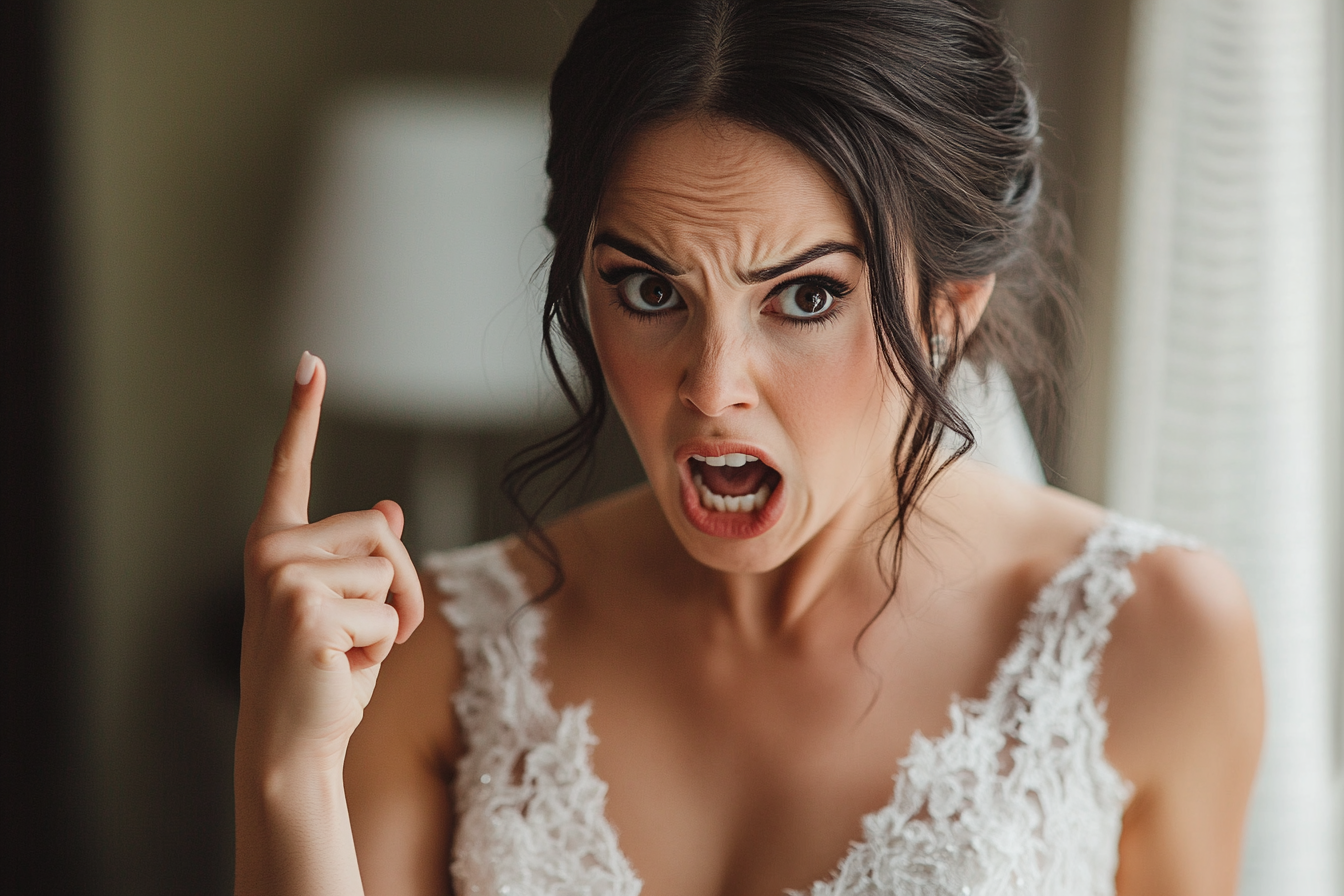 An angry bride yelling at someone | Source: Midjourney