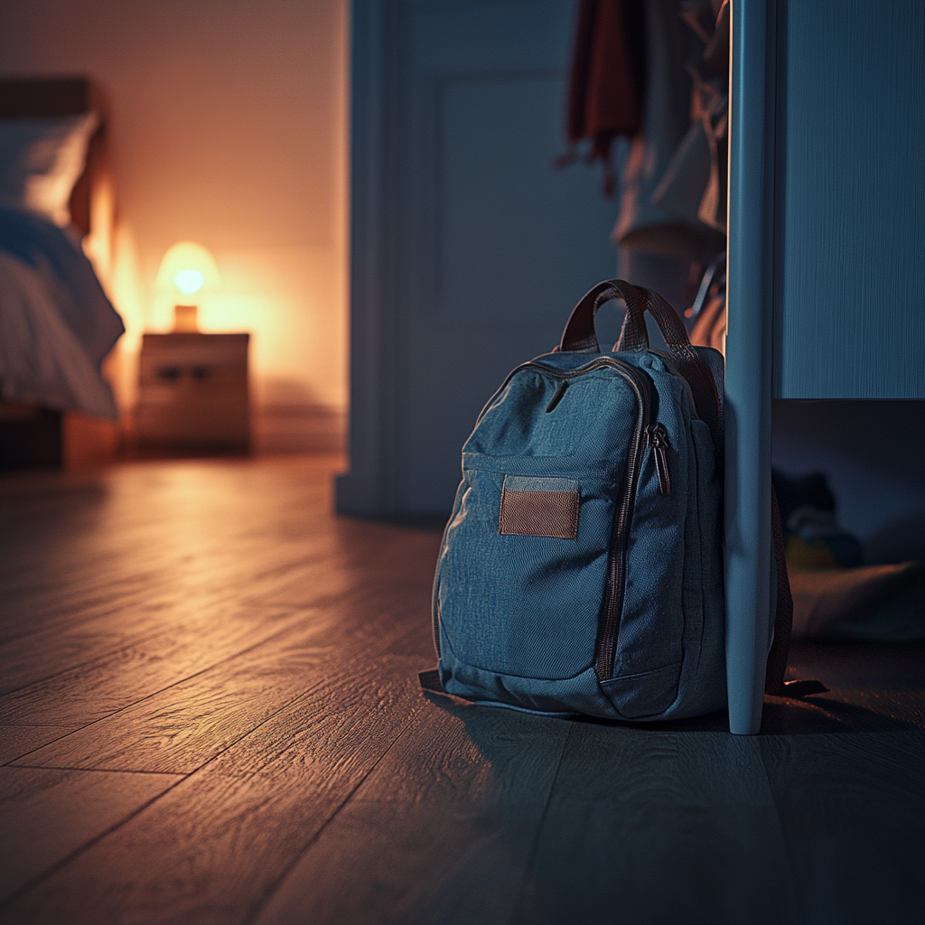 La mochila de un niño en su habitación | Fuente: Midjourney