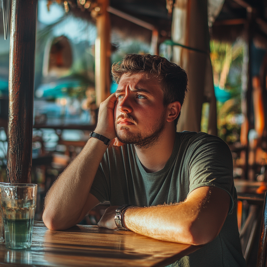 A hesitant man in a cafe | Source: Midjourney