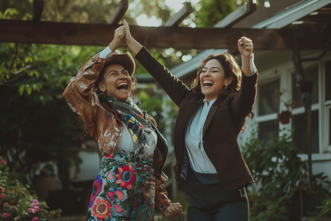 A young woman and her mother celebrating | Source: MidJourney