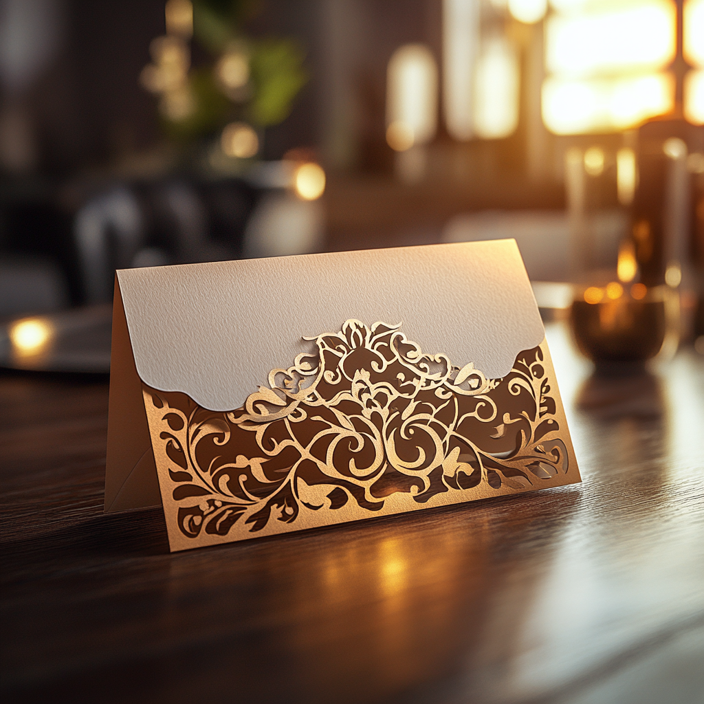 A wedding invitation on a table | Source: Midjourney