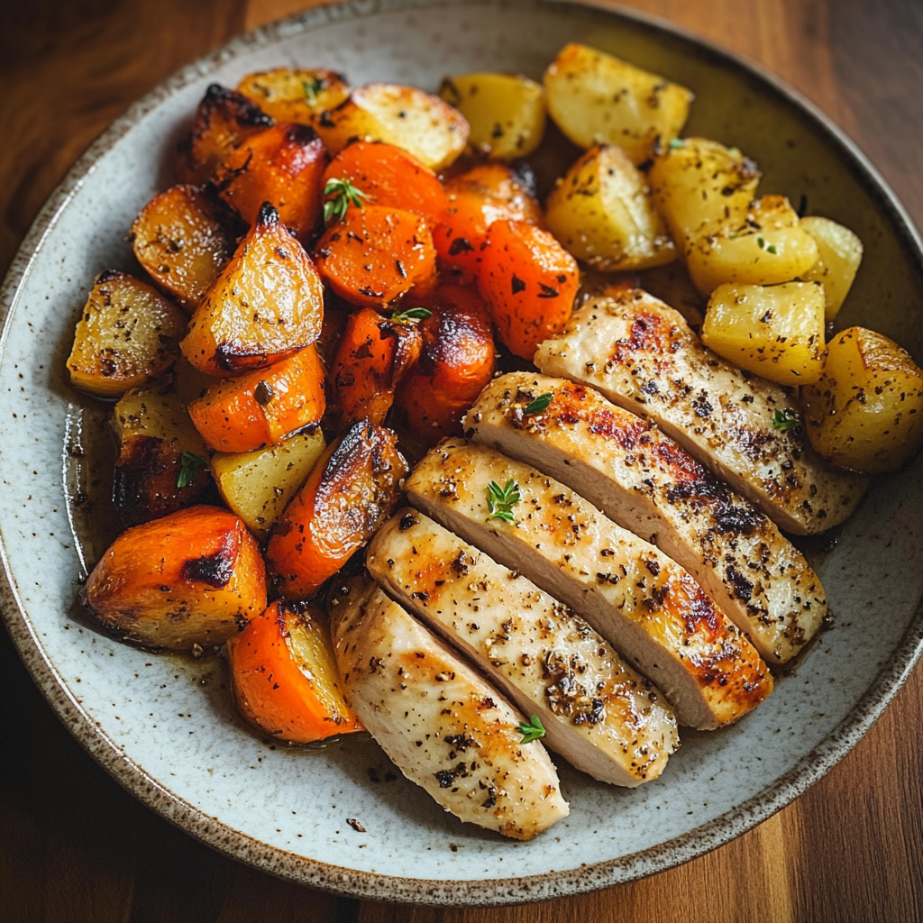 A plate of food on a table | Source: Midjourney