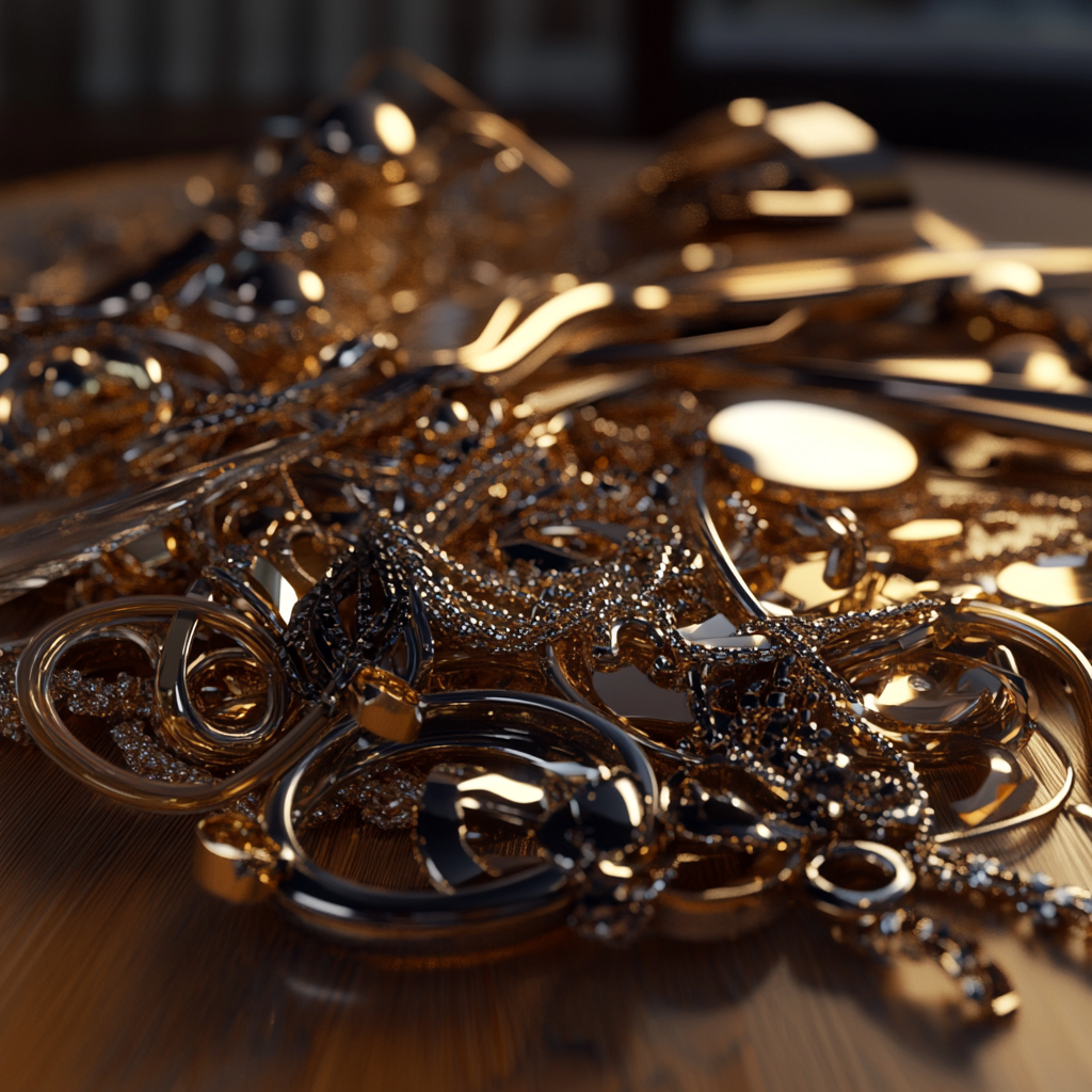 Jewelry dumped on a table | Source: Midjourney