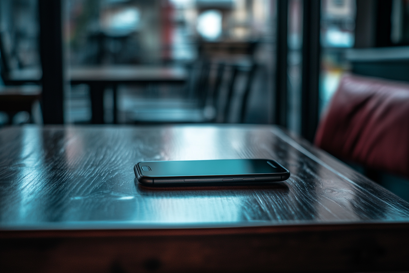 Um telefone sobre uma mesa | Fonte: Midjourney