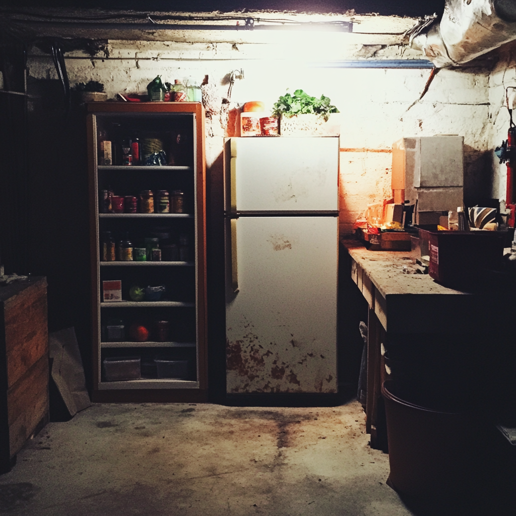 A fridge in a basement | Source: Midjourney