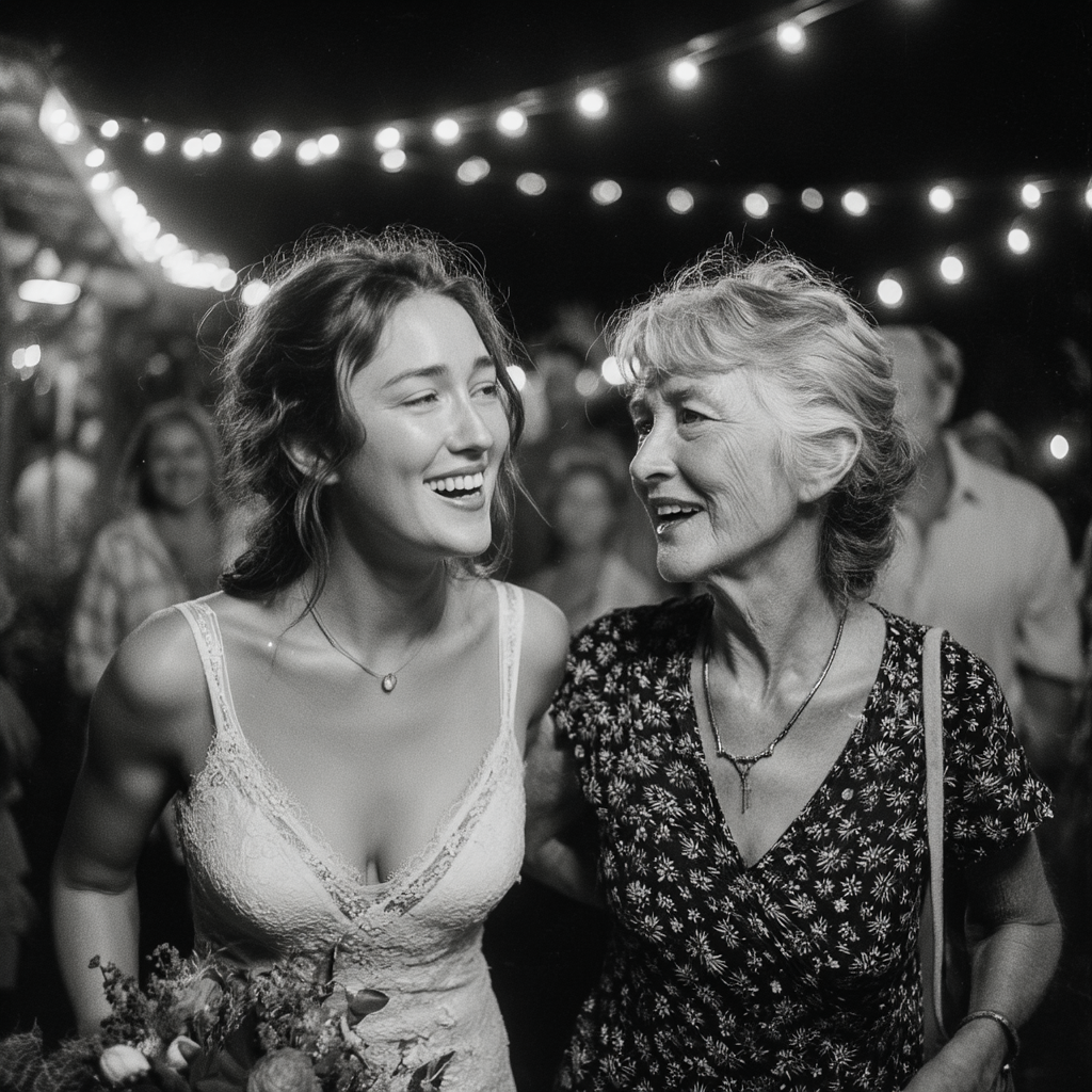 A grandmother walking her granddaughter down the aisle | Source: Midjourney