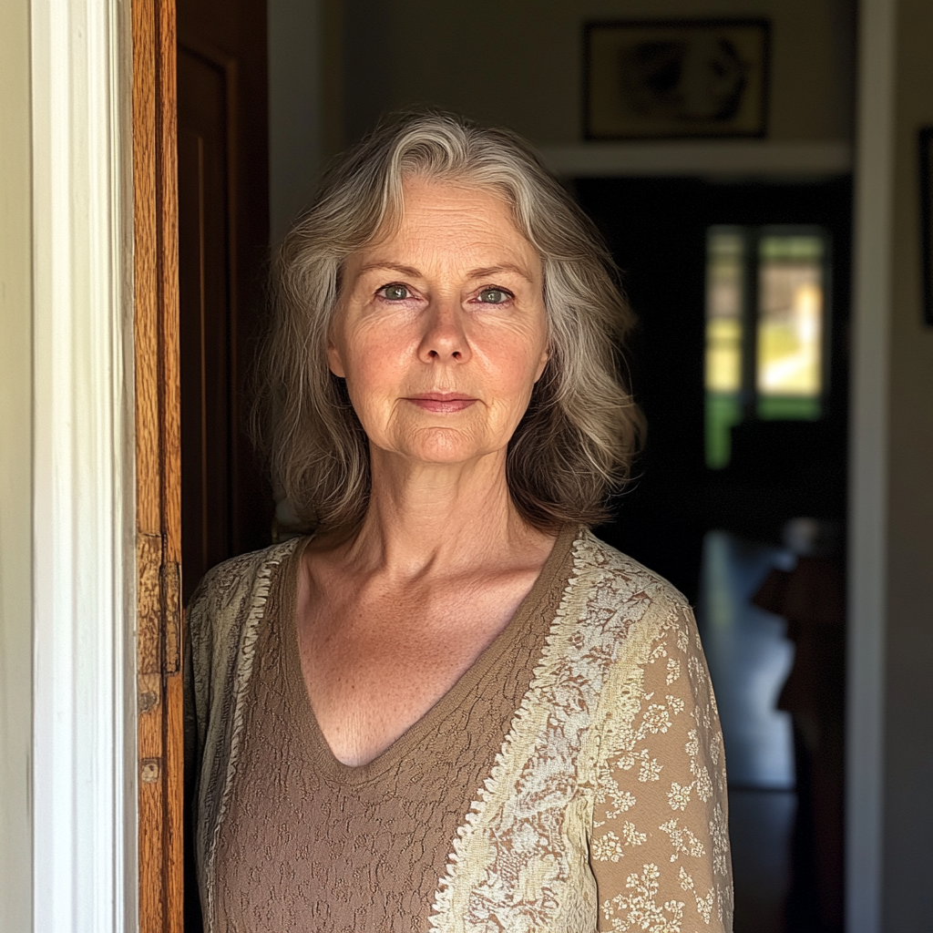 An older woman standing in a doorway | Source: Midjourney