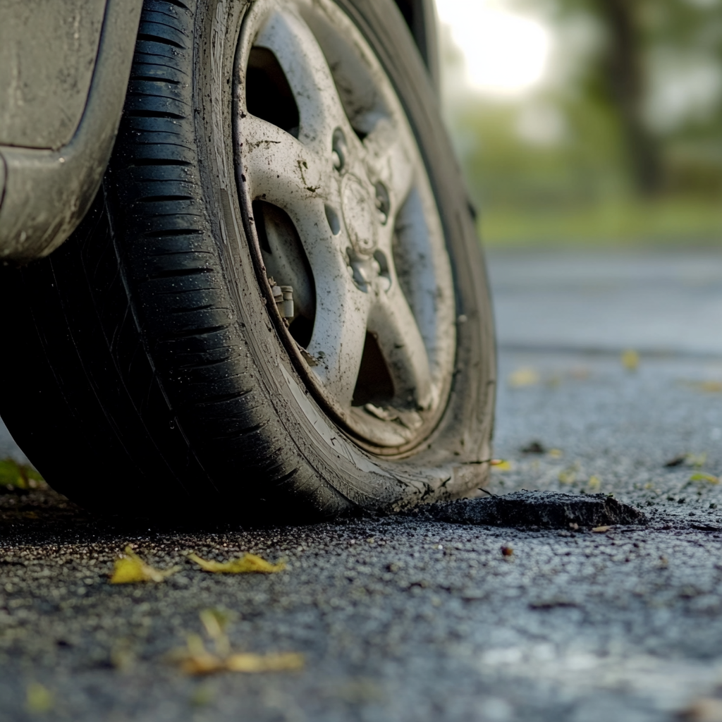 A slashed car tire | Source: Midjourney