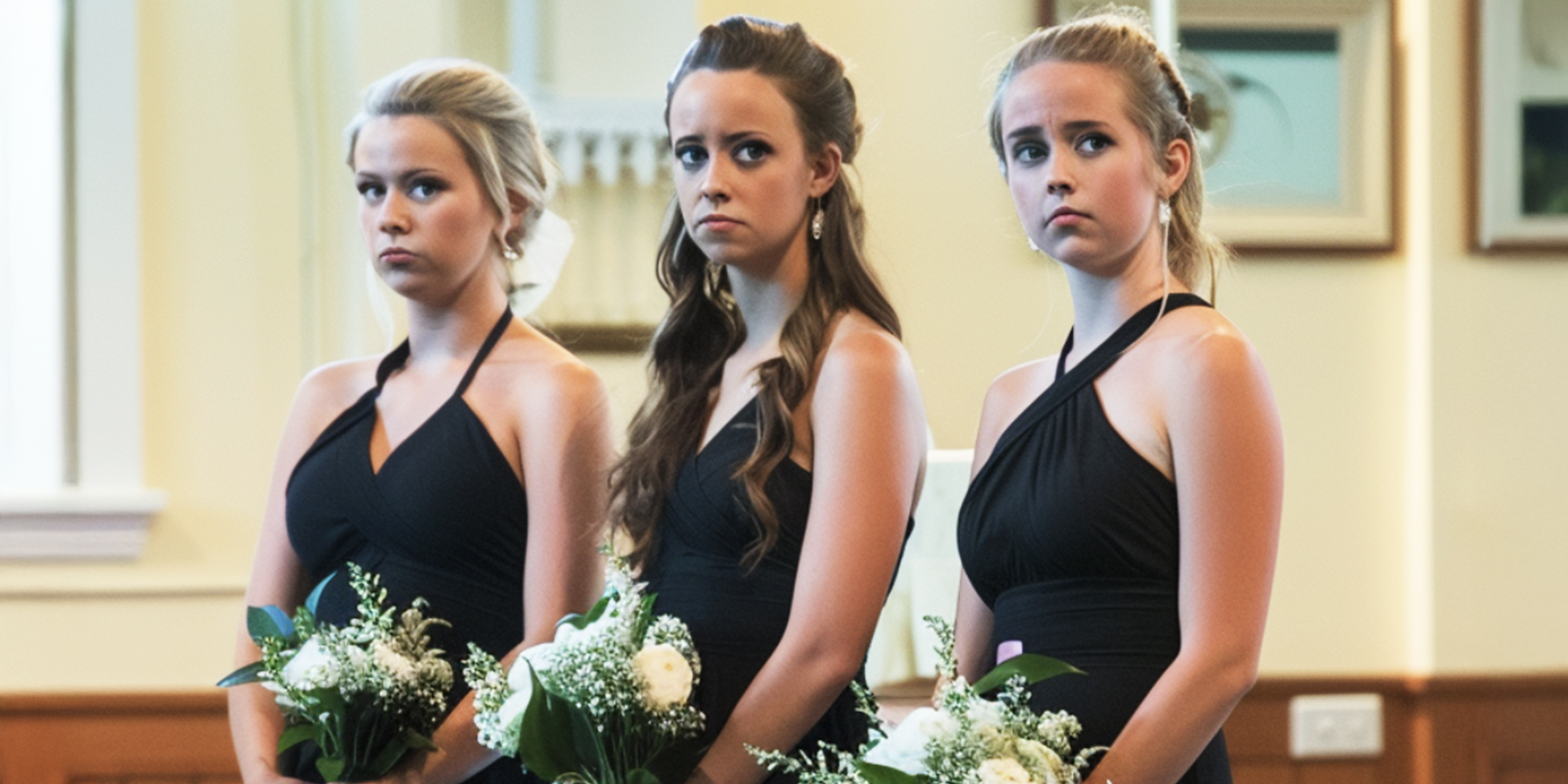 Three bridesmaids wearing black | Source: AmoMama