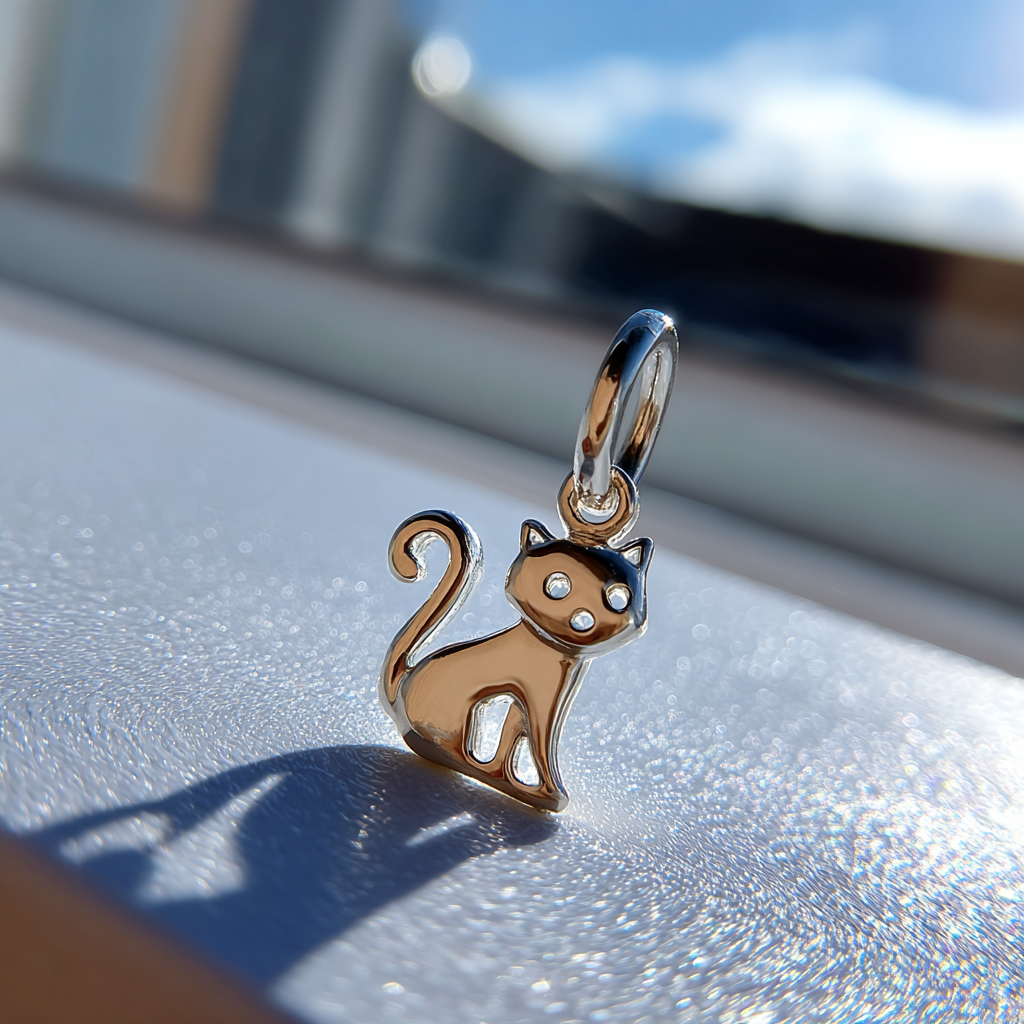 A little silver cat charm | Source: Midjourney