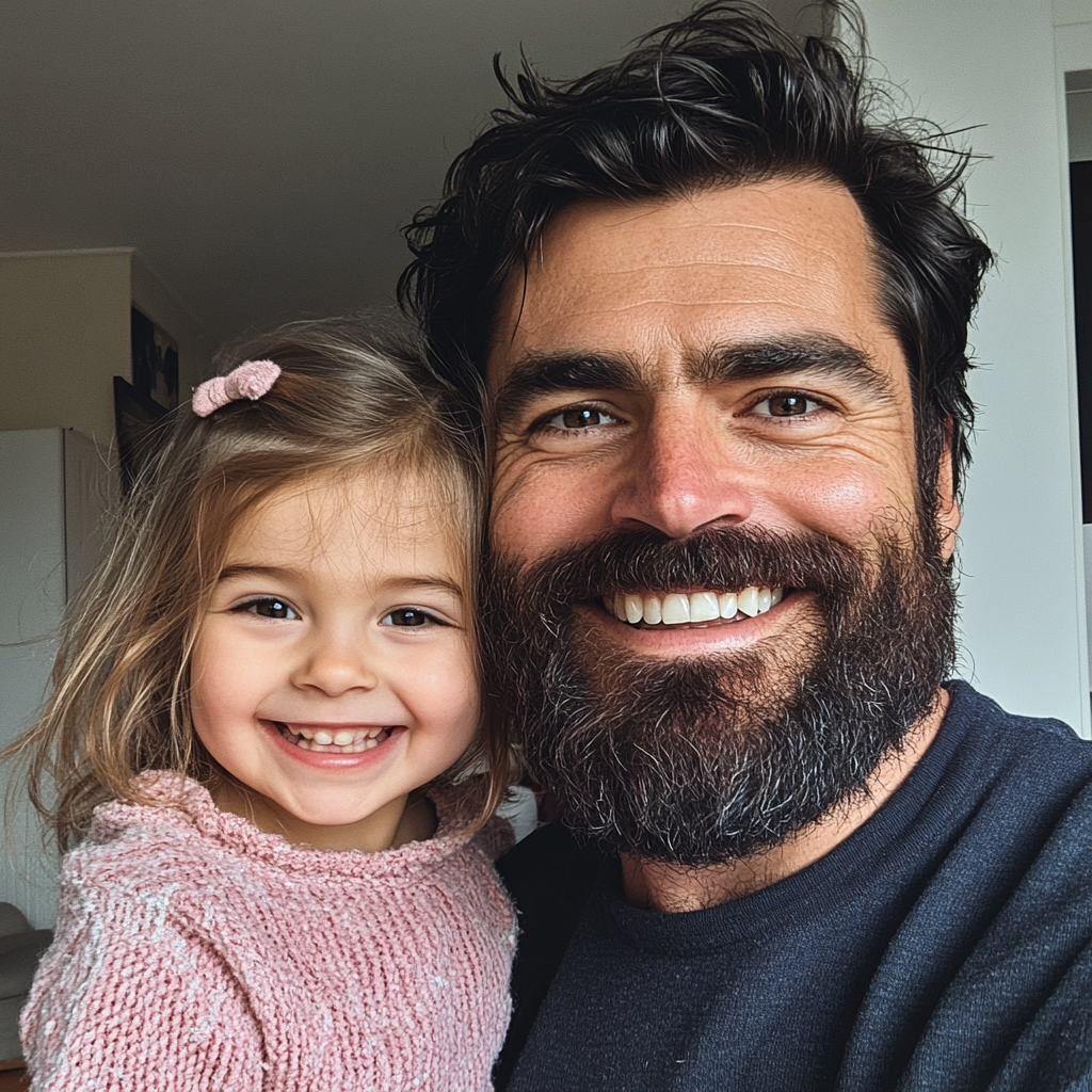 A smiling father and daughter duo | Source: Midjourney