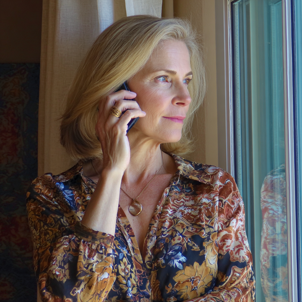 An older woman talking on a phone | Source: Midjourney