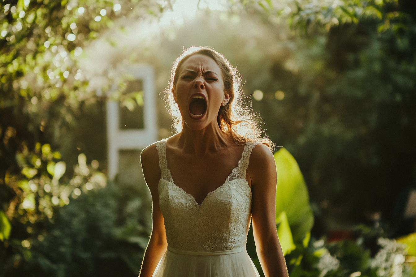 A bride yelling at someone | Source: Midjourney