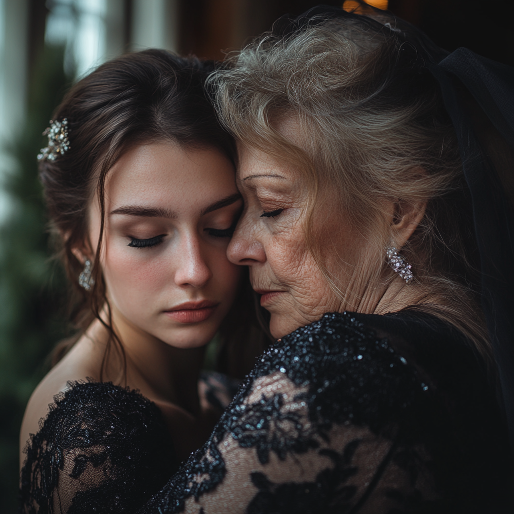 A woman hugging her mother | Source: Midjourney