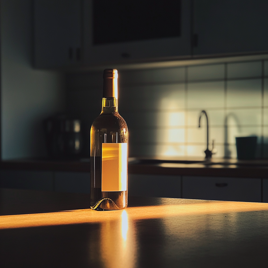 A bottle of wine on a counter | Source: Midjourney