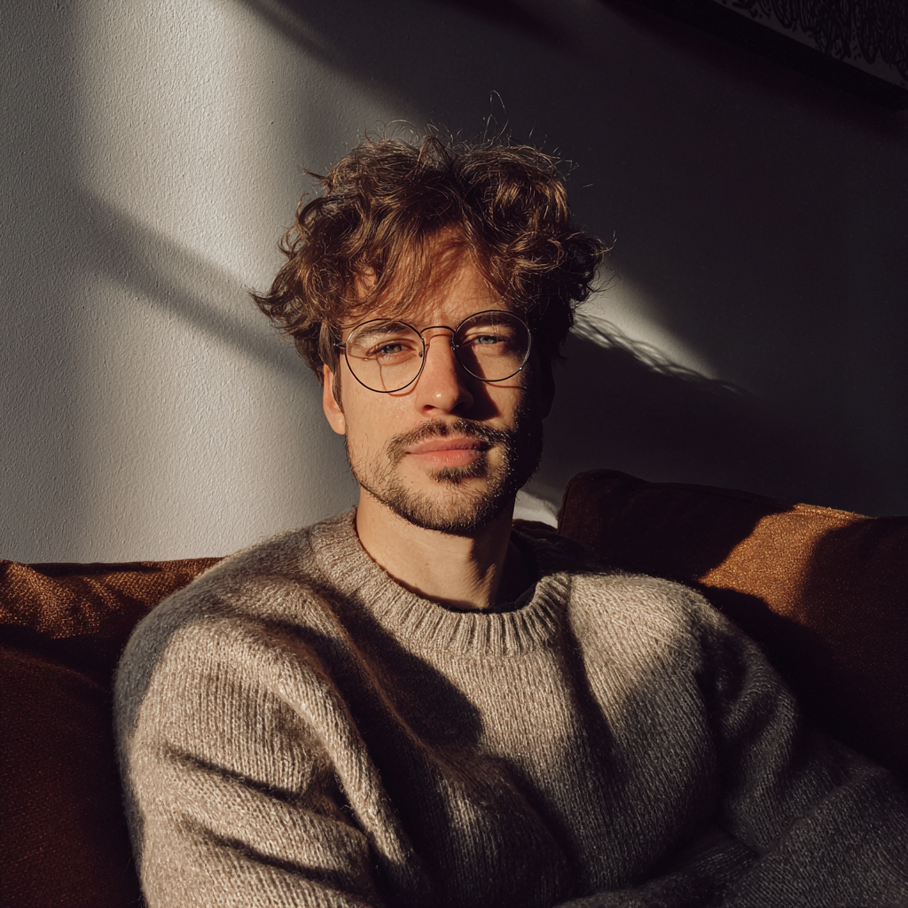 A man sitting on a couch | Source: Midjourney