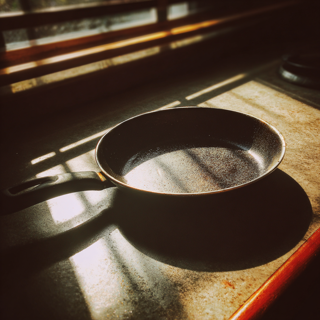 A frying pan on a countertop | Source: Midjourney