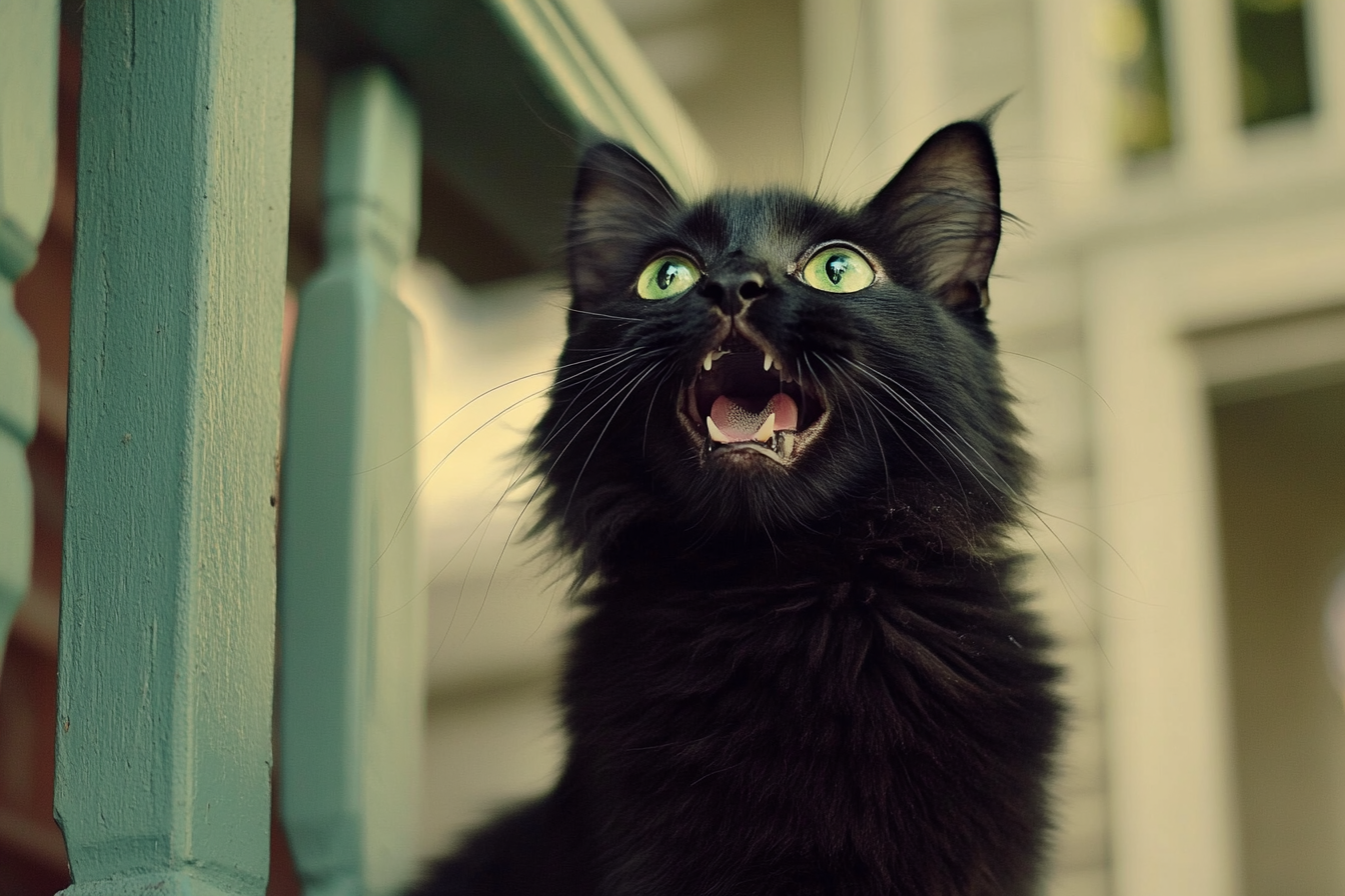 A cat meowing at someone | Source: Midjourney