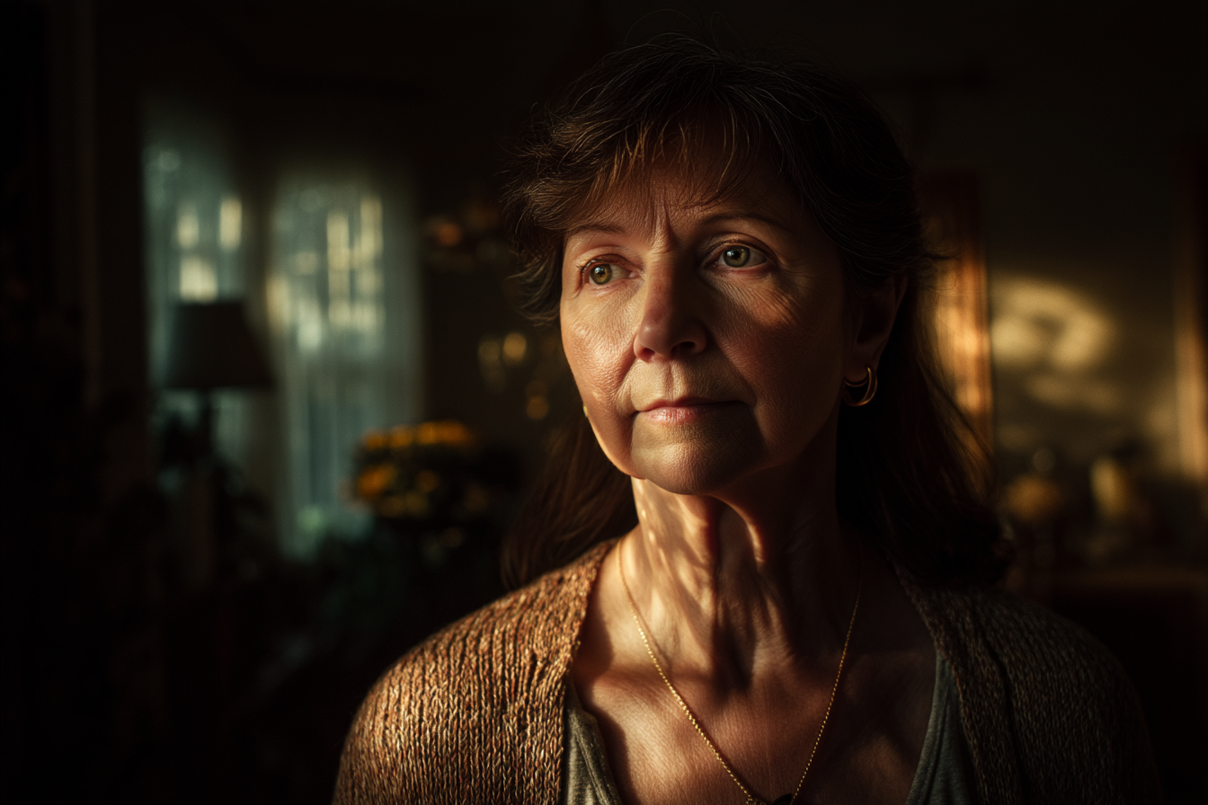 A woman standing in a living room | Source: Midjourney