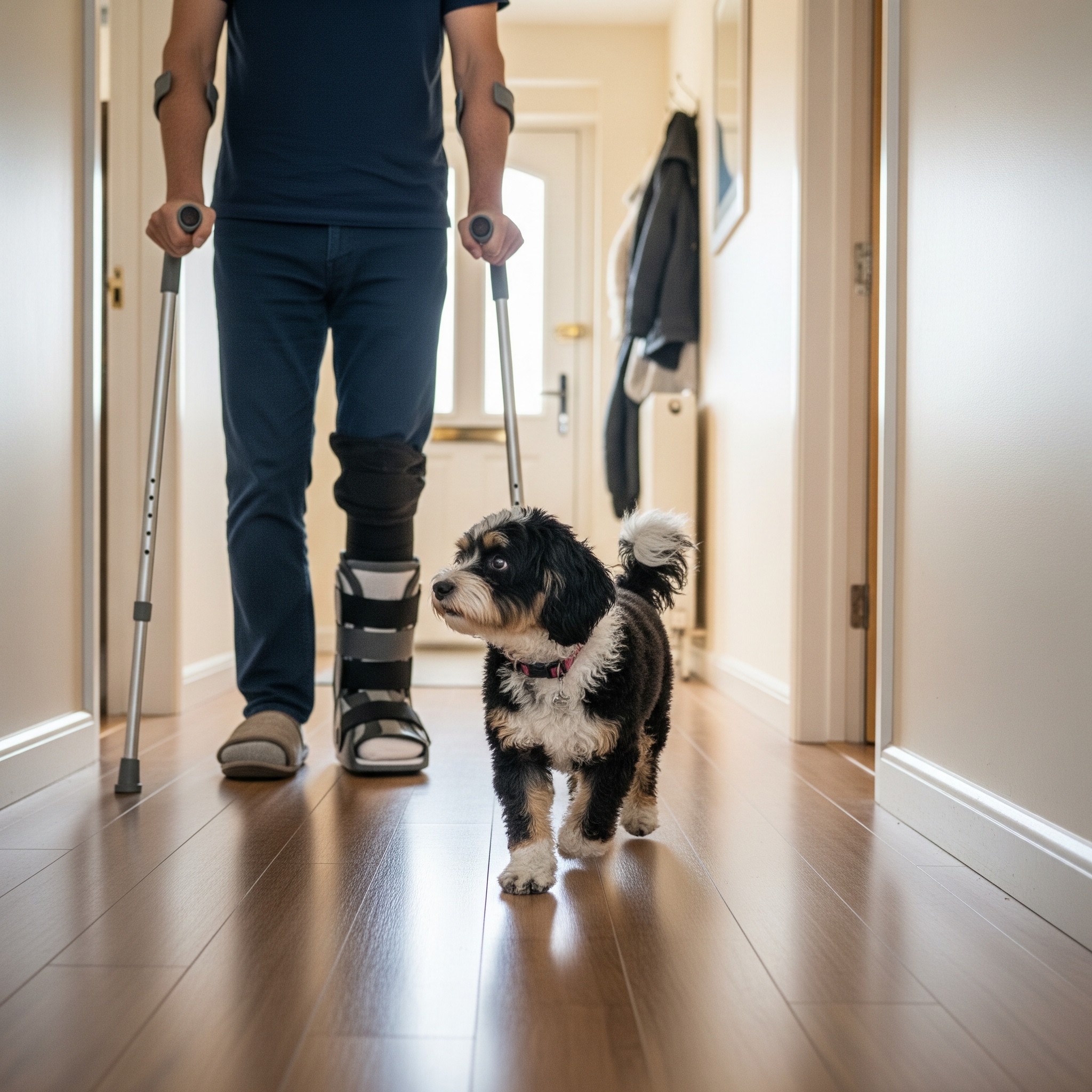 A man walking on crutches | Source: Gemini