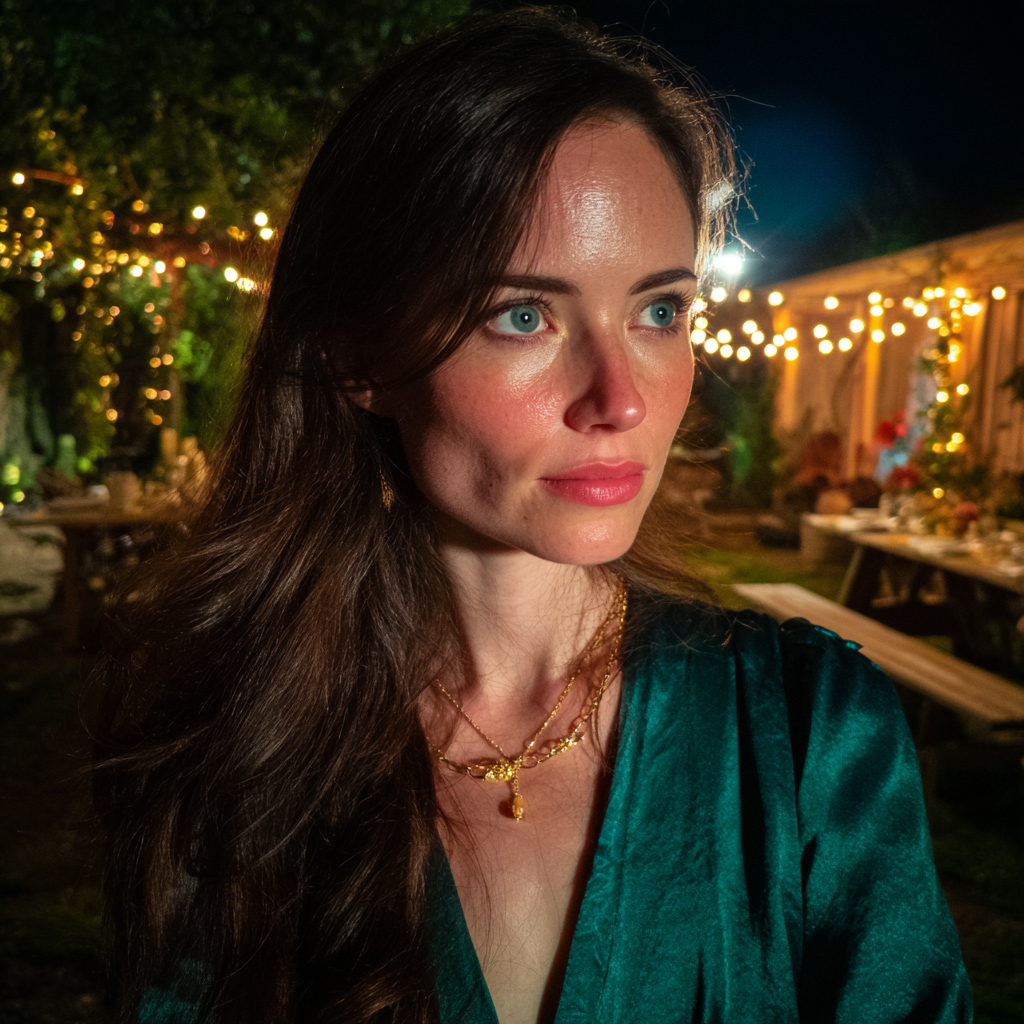 A pensive woman standing in a backyard | Source: Midjourney