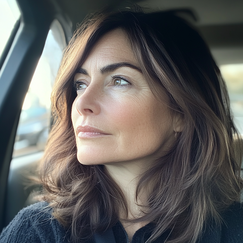 A woman sitting in a car | Source: Midjourney