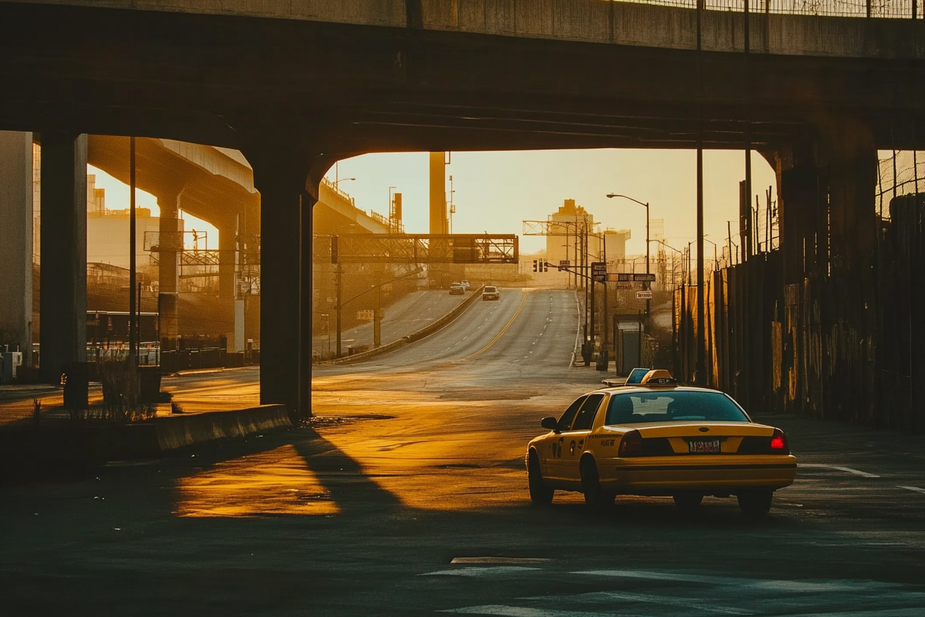 A taxi near a highway | Source: Midjourney