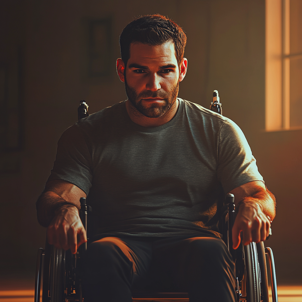 An anxious man sitting in a wheelchair | Source: Midjourney