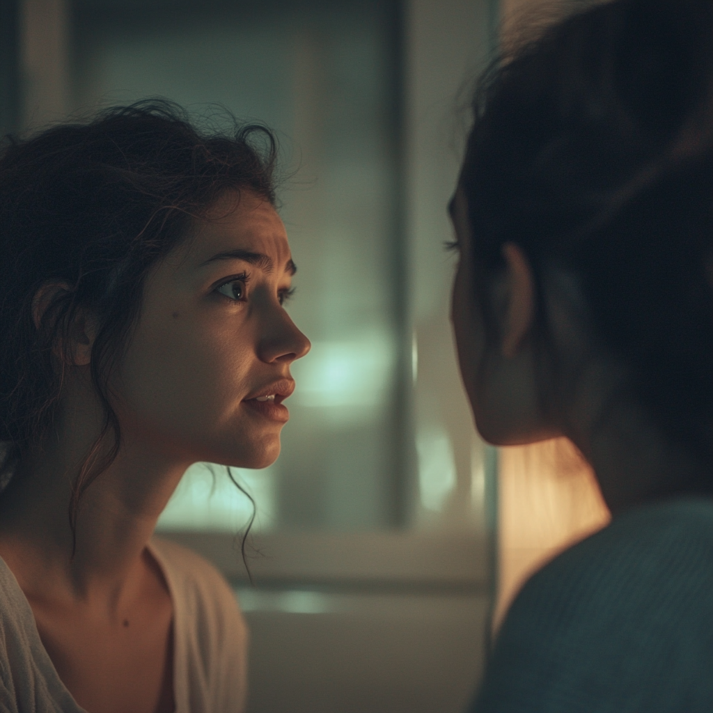 A concerned woman talking to her sister | Source: Midjourney