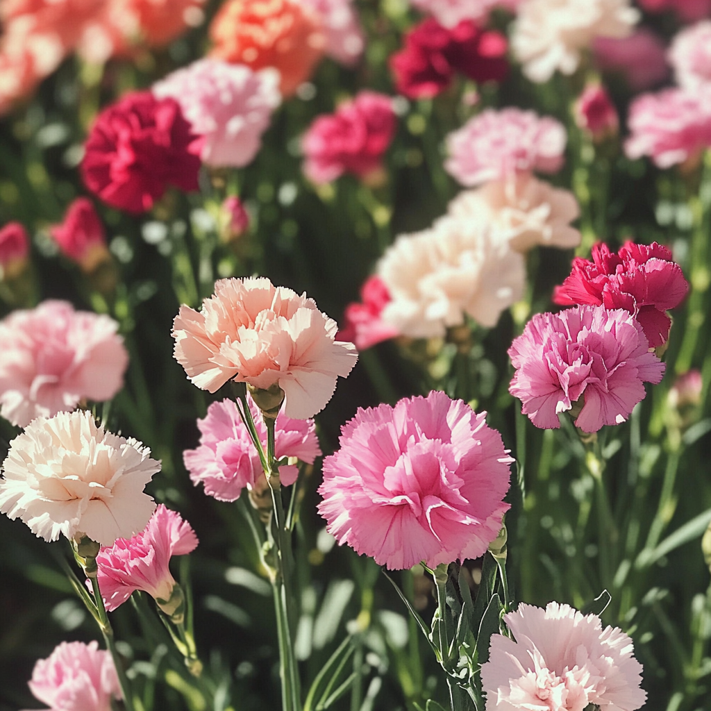 A flowerbed of carnations | Source: Midjourney