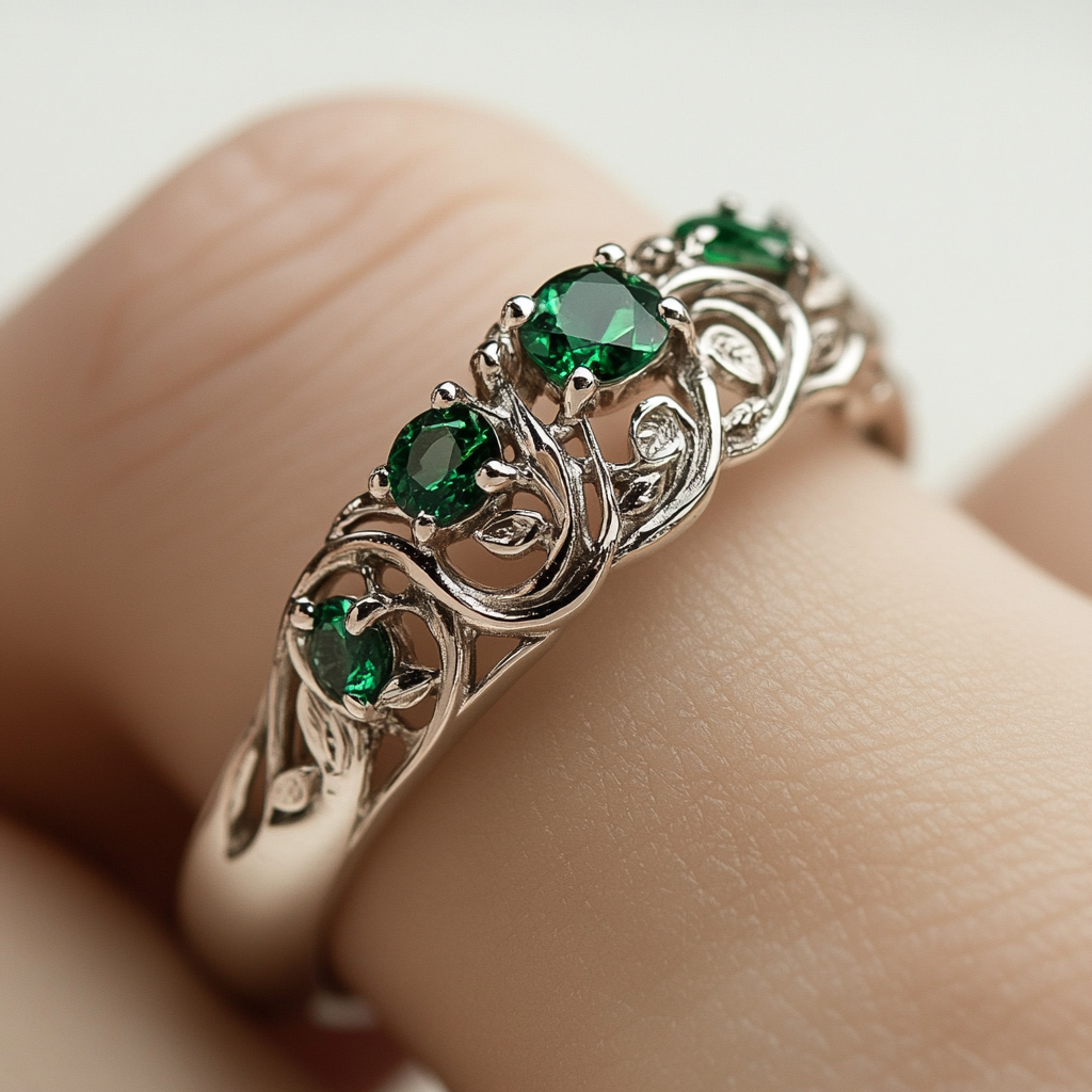 An emerald ring on a woman's finger | Source: Midjourney