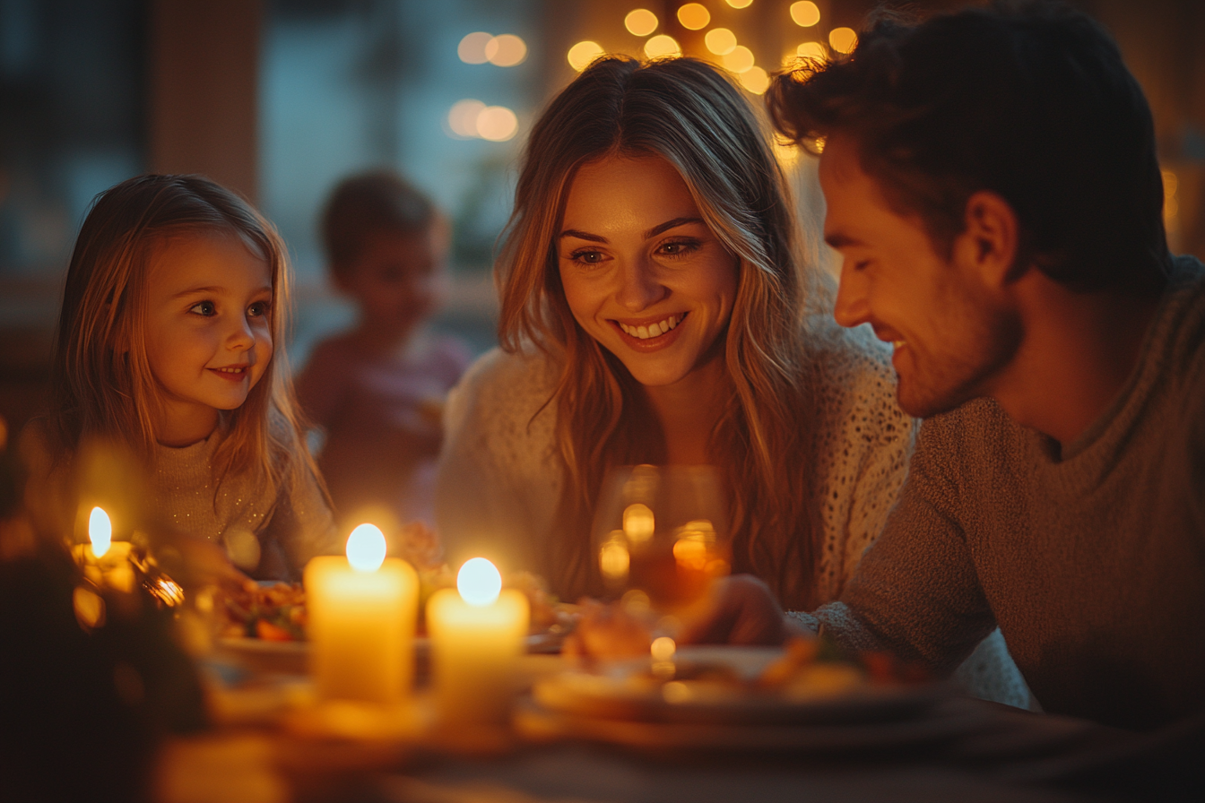 A happy family enjoying dinner | Source: Midjourney