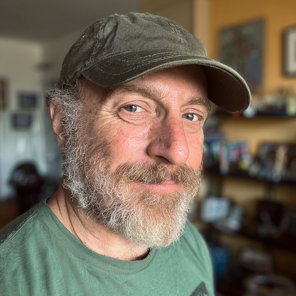 A smiling older man wearing a cap | Source: Midjourney