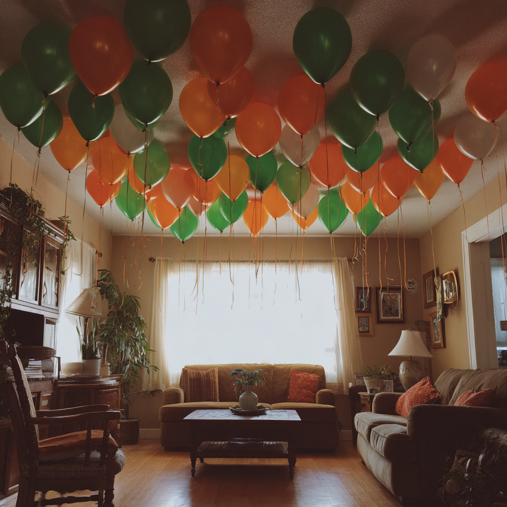 Balloons in a living room | Source: Midjourney